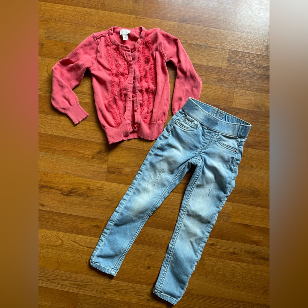 💖 PRETTY IN PINK 💖 Little Girls Button Down Ruffle Cardigan